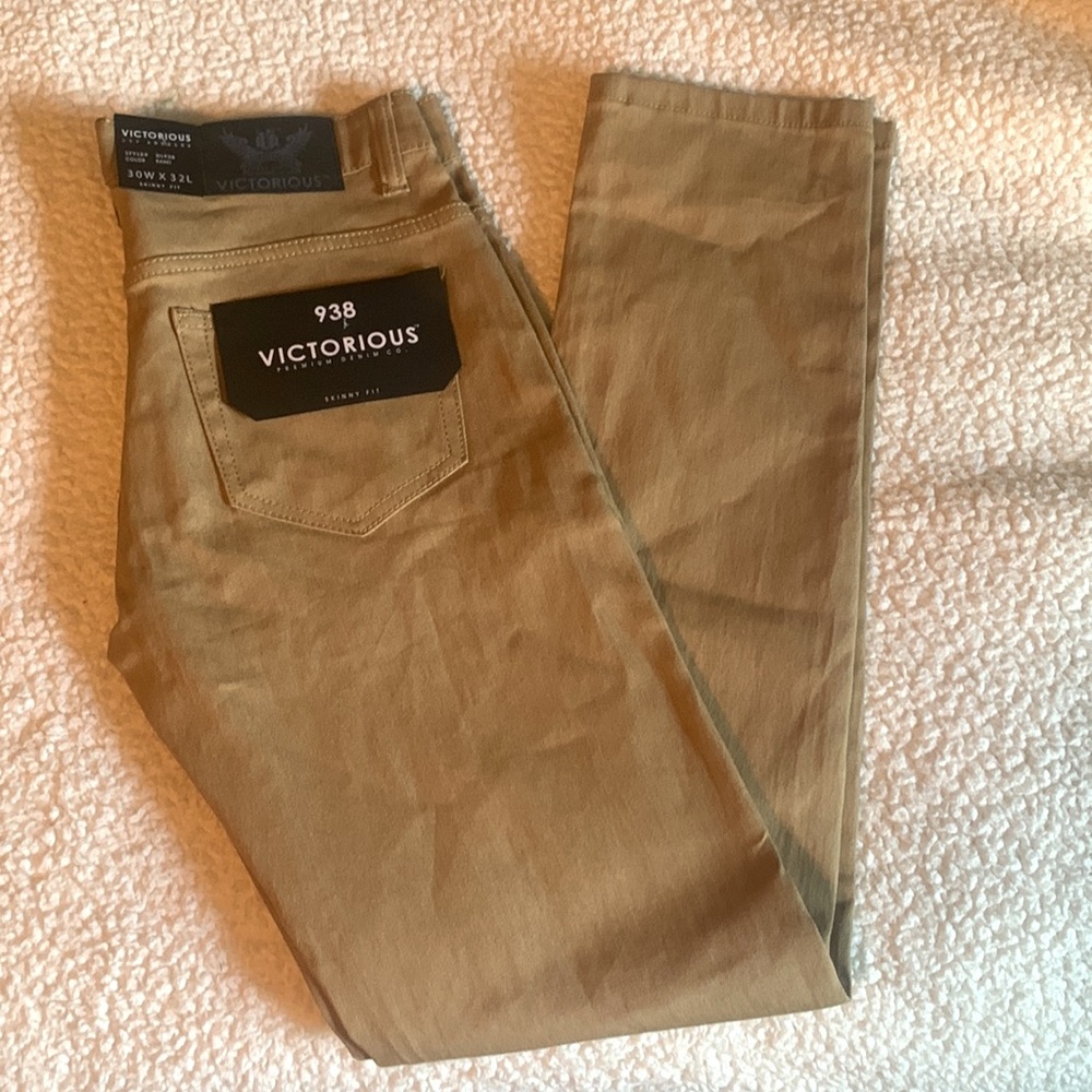 VICTORIOUS Premium Jeans Skinny Fit Khaki Pants NWT